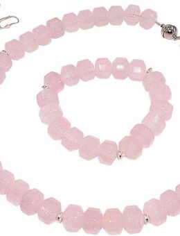 Firetti Schmuckset Multipack Schmuck Geschenk Messing Ohrringe Armband Kette Edelsteine (Set, 4-tlg), Made in Germany - mit Hämatit, Rosenquarz