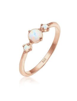 Elli Fingerring Opal Rund Trio Vintage 925er Silber