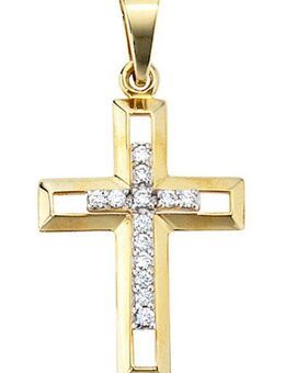 JOBO Kreuzanhänger Anhänger Kreuz, 333 Gold mit Zirkonia