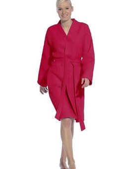 Vossen Unisex-Bademantel Rom, ideal für Sauna & Spa, Hotelbademantel, Morgenmantel, Kurzform, Waffelpiqué, Kimono-Kragen, Gürtel, für Damen & Herren, Waffelpiqué-Struktur, in leichter Qualität