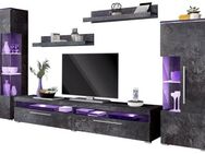 INOSIGN Wohnwand India,Breite 290cm moderne Mediawand ohne Beleuchtung, (Set, 5-St., fdete), Anbuwand (Set,5-St, 2xVitrine, 1TV-Schrank, 2xWandregal) viel Stauraum