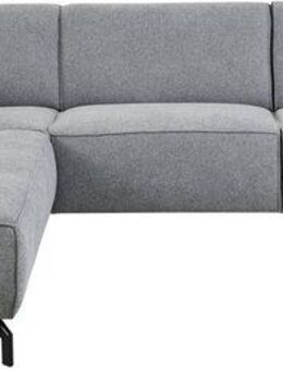 Places of Style Ecksofa Lorcan, Breite 275 cm, weiches Sitzgefühl, mit schwarzen Metallfüßen, Lederoptik und in weichem Strukturstoff