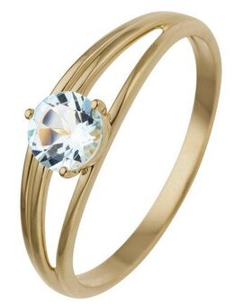 JOBO Fingerring, 585 Gold mit Blautopas