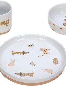 LÄSSIG Kindergeschirr-Set Little Mateys, spicy orange (3-tlg), 1 Personen, Porzellan, rutschfest