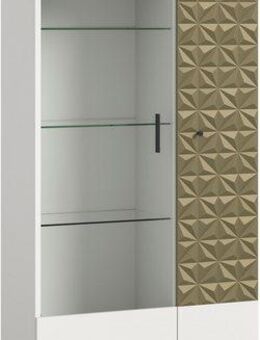 INOSIGN Vitrine Vicenza, Höhe 195 cm, Ornamentabsetzung, 2 Türen, 9 Fächer 3 Glaseinlegeböden, Vitrinenschrank, Schrank, Hochschrank, Wohnschrank