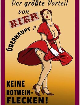 Lustiges Blechschild Vorteil von Bier - Bier keine Rotweinflecken - Berlin