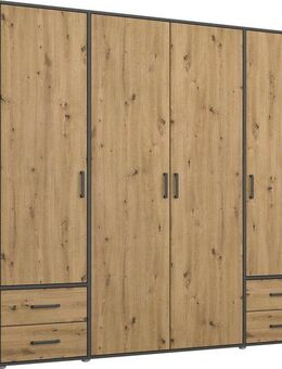 rauch Drehtürenschrank Kleiderschrank Schrank Garderobe Wäscheschrank VOYAGER (in 3 verschiedenen Ausstattungen BASIC/CLASSIC/PREMIUM) moderne Griffe in Graumetallic mit Außenschubkästen MADE IN GERMANY