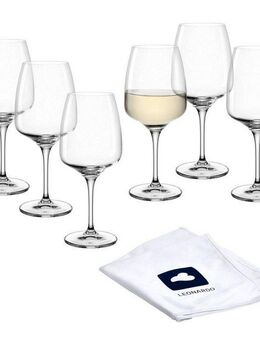 LEONARDO Weißweinglas 6 Weingläser CESTI + Poliertuch, Kristallglas, 6 Weißwein-Gläser mit Poliertuch