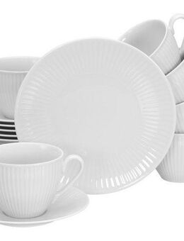 CreaTable Kaffeeservice Valencia Weiß, Kaffee-Service 18-tlg (18-tlg), 6 Personen, Porzellan, Elegant, Boho Chic