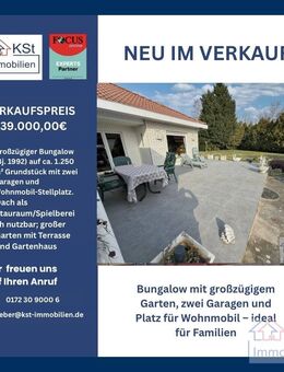 Bungalow mit großzügigem Garten, zwei Garagen und Platz für Wohnmobil - ideal für Familien - Rötha