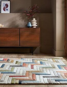 FLAIR RUGS Wollteppich Russo, rechteckig, Höhe: 10 mm, Geometrischer moderner Teppich aus Russo-Wolle