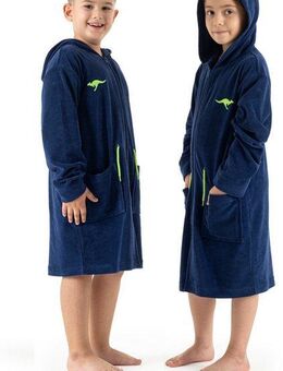 KangaROOS Kinderbademantel Kira, Ideal für Zuhause, Schwimmbad oder im Urlaub, Kurzform, Leichtfrottier, Kapuze, Reißverschluss, modernen, sportliches Design, leuchtenden Akzenten