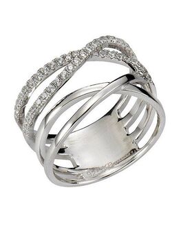 Zeeme Fingerring 925 Silber rhodiniert Zirkonia weiß