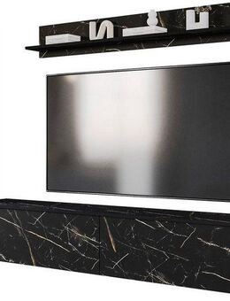 INOSIGN Wohnwand PARIS, Vitrine Türanschlag links/rechts wechselbar, (Komplett-Set, 3-St), grifflose Design, stehend und hängend montierbar
