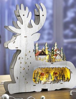 Beleuchtetes Rentier aus Holz Weihnachtsdeko Aufstellfigur #13855 - Birkenfeld (Baden-Württemberg)