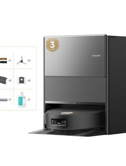 Dreame Saugroboter mit Wischfunktion Aqua10 Ultra Roller Complete Black, 600 W, mit Beutel, Warmwasser-Wischsystem, Rollenmopp, überwindet Hindernisse, 30.000 Pa