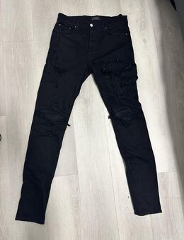 Amiri schwarze MX1-Jeans, Größe 34, mit Wildlederpatches - Frankfurt (Main)