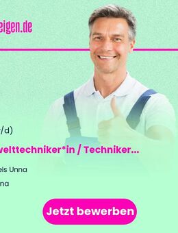 Umwelttechniker*in / Techniker*in / Abwassertechniker*in - Untere Wasserbehörde - Unna