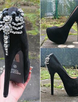 Gr. 37, sexy High Heels Plateau Pumps mit GLITZER, Strass, Steinchen ( Sergio Todzi ) - Bruchköbel