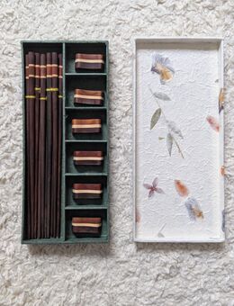 Essstäbchen-Geschenkset aus Holz mit Ablagen - Aachen