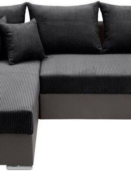 COLLECTION AB Ecksofa L-Form, Regalarmlehne mit LED RGB Beleuchtung,Bettfunktion und Bettkasten