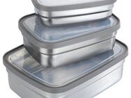Maximex Lunchbox Edelstahl, Edelstahl, (Set, 3-tlg), Brotdosen in 3 Größen, luftdichte Deckel, spülmaschinengeeignet