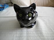 Keramik-Katze-Vase,Schwarz,Alt - Linnich