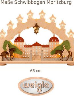 Weigla LED Schwibbogen Moritzburg, Lichterbogen aus Holz, Made in Germany (1-tlg), Erzgebirge garantiert, Weihnachtsdeko Innen, Weihnachtsbeleuchtung