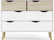 andas Kommode Oslo, Aufbewahrung, Schubladenschrank, Stauraum, Sideboard mit 4 Schubladen, Vollholzbeine, Breite 99 cm, Höhe 82 cm