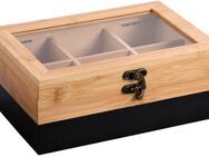 KESPER® Teebox Aufbewahrungsbox mit 6 Fächern, aus Bambus, FSC, Bambus, (1-tlg), mit Kunststoff-Sichtfenster und Metallverschluss