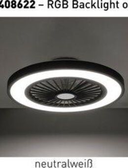 my home LED Deckenleuchte Yuri Deckenventilator, CCT - über Fernbedienung, Dimmfunktion, Memoryfunktion, Nachtlichtfunktion, Timerfunktion, Ventilatorfunktion, LED fest integriert, Kaltweiß, Neutralweiß, Warmweiß, Deckenlampe, Ventilator, RGB-Backlight