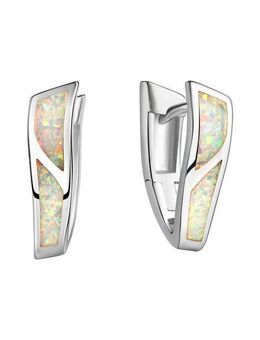 Vivance Paar Creolen 925-Sterling Silber rhodiniert synth. Opal weiß