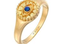 Elli Fingerring Siegelring Evil Eye Blue syn. Opal 925 Silber