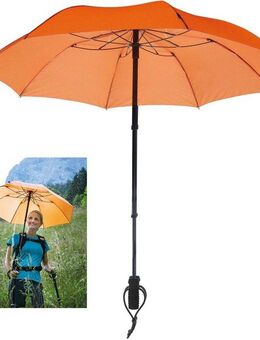 EuroSCHIRM® Taschenregenschirm teleScope handsfree, orange, zweifach ausziehbarer Schaft, handfrei tragbar