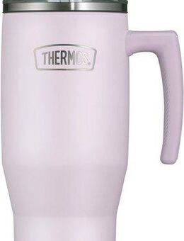 THERMOS Thermobecher REFRESHING SERIES ISOLIERTRINKBECHER mit Strohhalm, Edelstahl, Kunststoff, Silikon, Titan, 1,10l, 6h heiß & 6h kalt, mit Griff