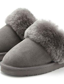 Vivance Pantoffeln, Clogs, Schlappen, Pantolette, Hausschuh mit kuscheligem Lammfell aus Leder