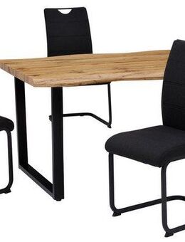 HELA Essgruppe GISELLE Esszimmer, Essgruppe, Sitzgruppe TOPSELLER!, (Set, 5-tlg., 5er Set, Tisch plus 4 Stühle), Esstisch U-Gestell Metall, Tischplatte mit Baumkante, OTTOs Choice