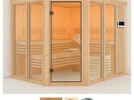 Karibu Sauna Anike 3, BxTxH: 231 x 196 x 198 cm, 68 mm, (Set) 9-kW-Bio-Ofen mit externer Steuerung