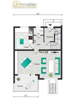 laufend modernisiertes Reihenmittelhaus, 4 Zi., mit Garten und Garage in Teising - Teising