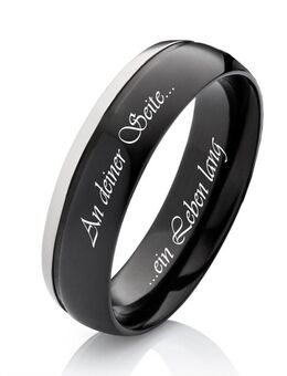 Herrenring Titanring HT16E schwarz mit Aussengravur - Aholming