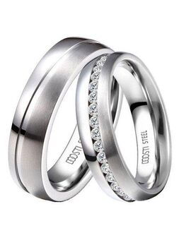 DOOSTI Trauring Schmuck Geschenk Edelstahl Trauring Ehering Partnerring LIEBE, wahlweise mit oder ohne Zirkonia