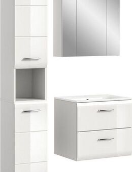 INOSIGN Badezimmer-Set, (Set, 4-St), Florenz, Badkombination 4-tlg., Weiß hochglanz, inkl. Waschbecken