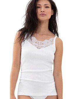 Mey Spaghettitop ORGANIC COTTON tiefer V-Ausschnitt, Baumwollmischung, Feinripp, Spitze