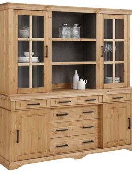 Home affaire Buffet Anabel, mit Glastüren und Metallgriffen Buffet aus massiver Kiefer, FSC®, mit Schiebetüren, B/H 186/190 cm