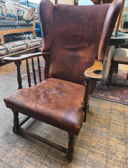 © Antiker Leder-Armlehnsessel, Vintage Sessel, Ohrensessel - Überlingen Zentrum