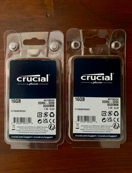 Crucial RAM CT16G4SFRA32A 2x 16GB 32GB DDR4 3200MHz CL22 (2933MHz oder 2666MHz) Laptop Arbeitsspeicher - Dahn