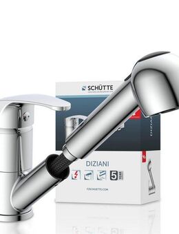 Schütte Spültischarmatur DIZIANI mit Geschirrbrause, Niederdruck, schwenkbar, Mischbatterie, Chrom