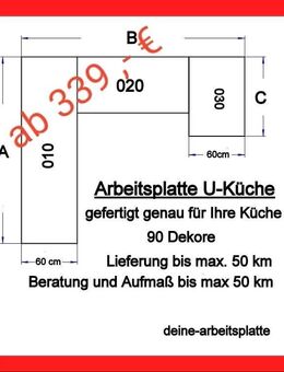 Sonderangebot Arbeitsplatte FC 410, Küche in U Form, bis 405 x 60 cm, einbaufertiger Zuschnitt - Oberhausen