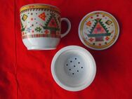 Teetasse Sieb+Deckel Porzellan Teebecher Becher Tasse Weihnachten 3,- - Flensburg