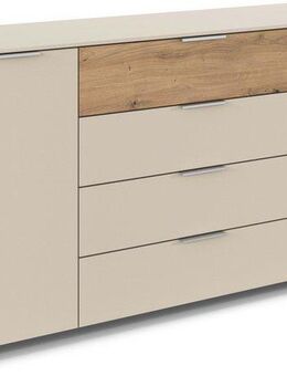 rauch Kombikommode Sideboard Türkommode Schubladenkommode Kommode ASTANA (Breite 160 cm / Höhe 81 cm, mit 4 Einlegeböden), 2-türig, 4 geräumige Schubladen, Kantengriff Alufarben MADE IN GERMANY